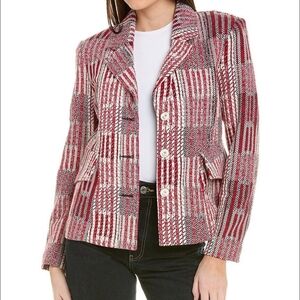 CAbi Red and White Striped Blazer